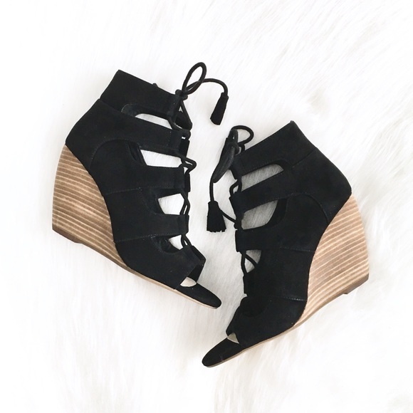 Seychelles Shoes - Seychelles | black suede oak laceup wedge booties